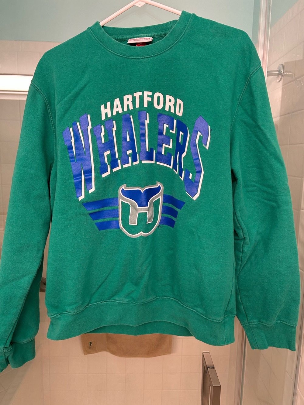 Mitchell and Ness Hartford Whalers Green Graphic Crewneck Sweatshirt